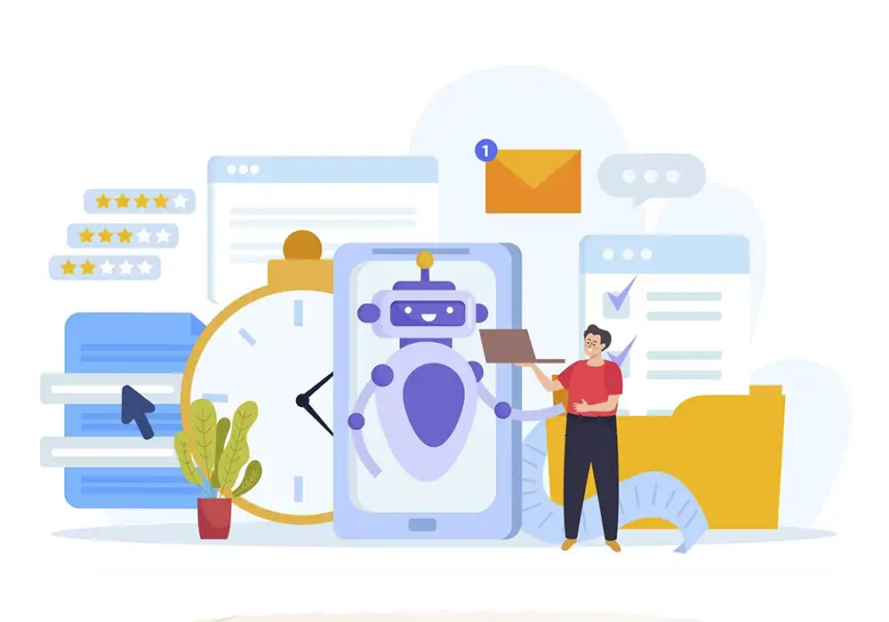 robot ayudando en el marketing automatizo